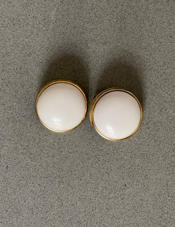 White Round Earrings