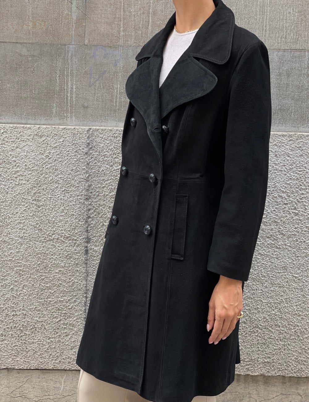 Black Suede Trench Coat