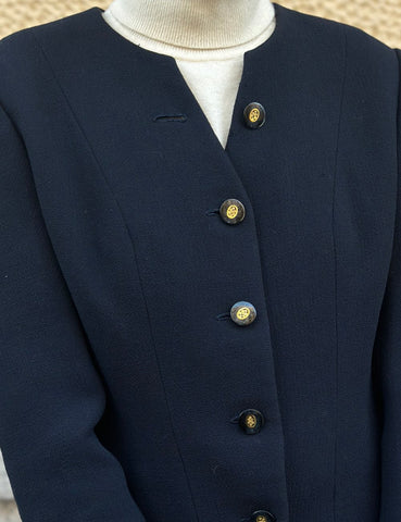 Navy Blue Crepe Jacket