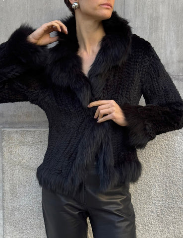 Black Braided Rabbit Jacket