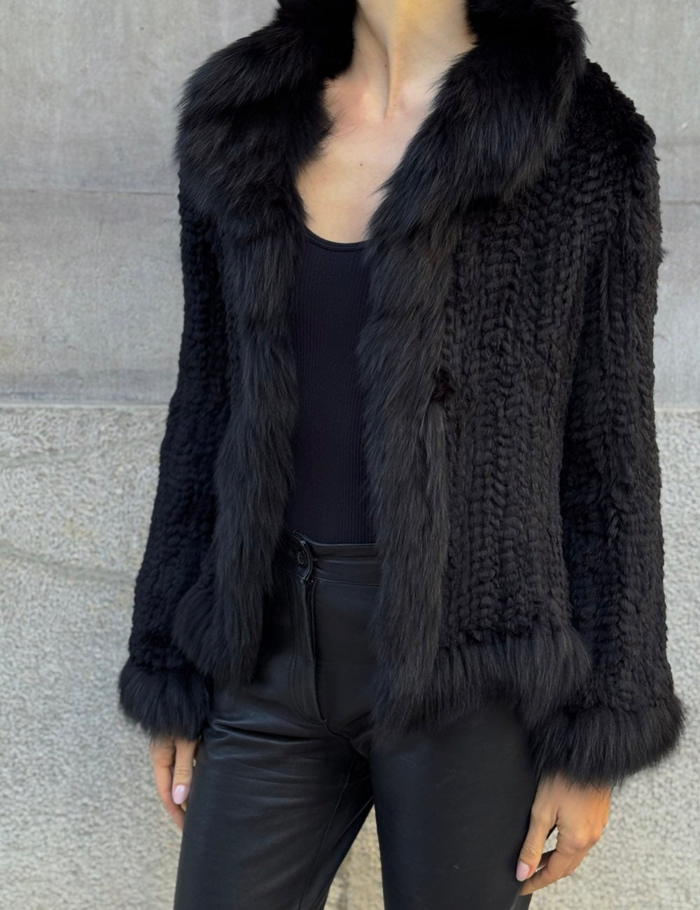 Black Braided Rabbit Jacket