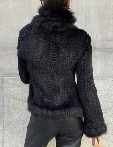 Black Braided Rabbit Jacket