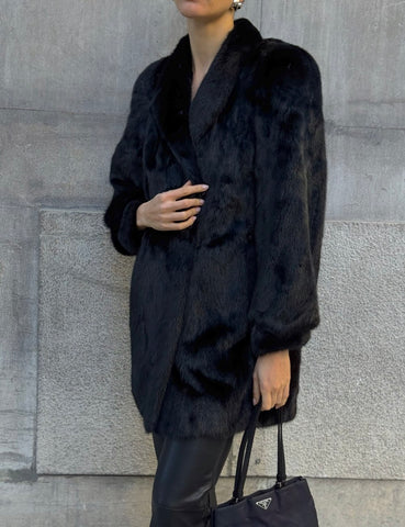 80's Black Mink Coat