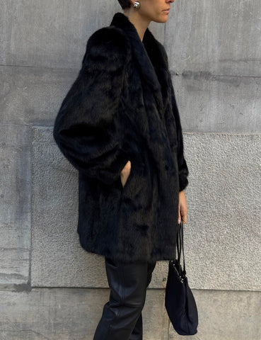 80's Black Mink Coat