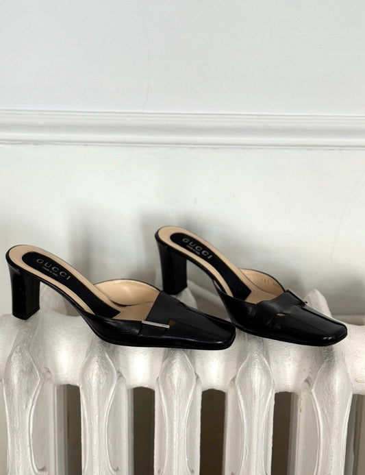 Black Heeled Mules