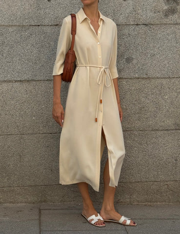 Beige Shirt Dress