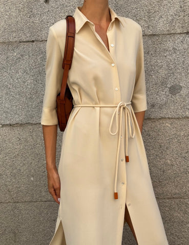 Beige Shirt Dress