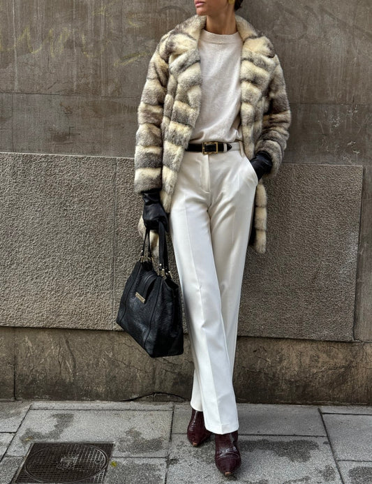 Two-tone mink coat