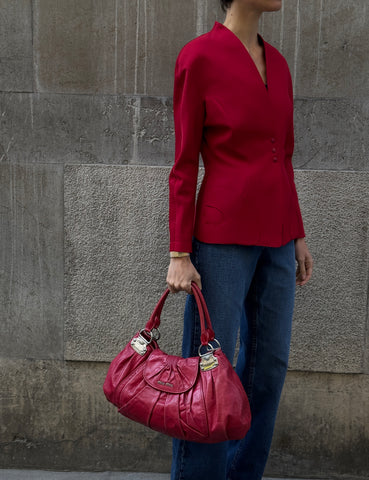 Bolso Hobo Herrajes Rojo