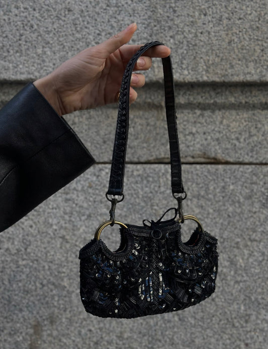 Mini Black Sequin Bag