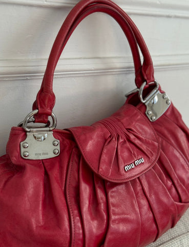 Red Hardware Hobo Bag