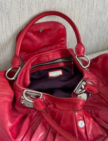 Red Hardware Hobo Bag