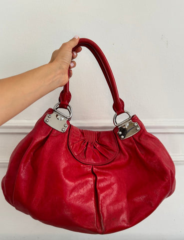 Red Hardware Hobo Bag