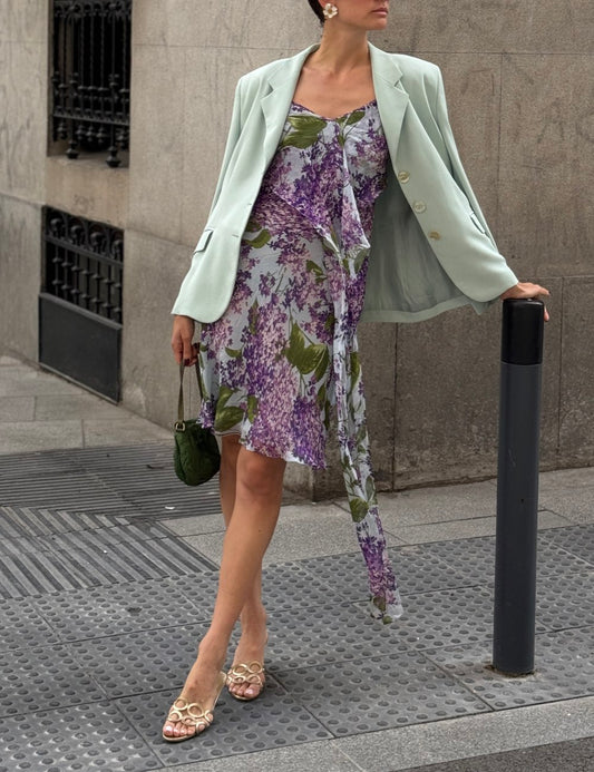 Floral Printed Silk Dress