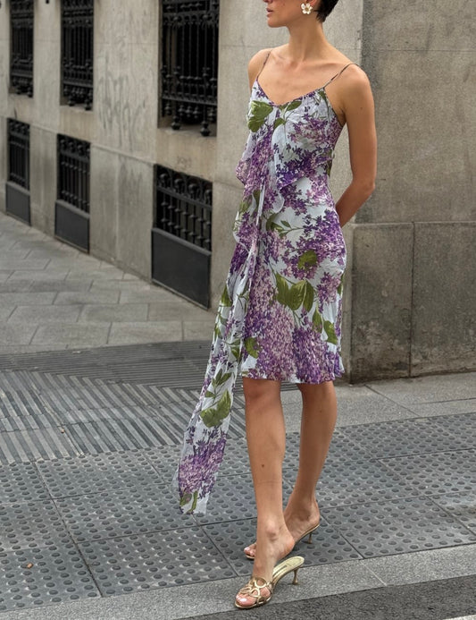 Floral Printed Silk Dress