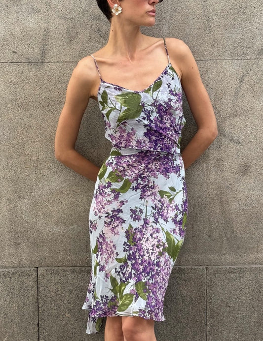 Floral Printed Silk Dress