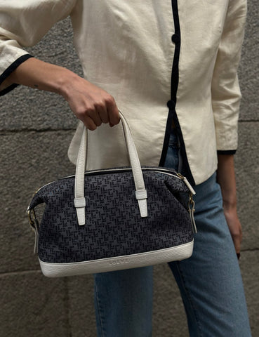 Blue Canvas and Leather Bag