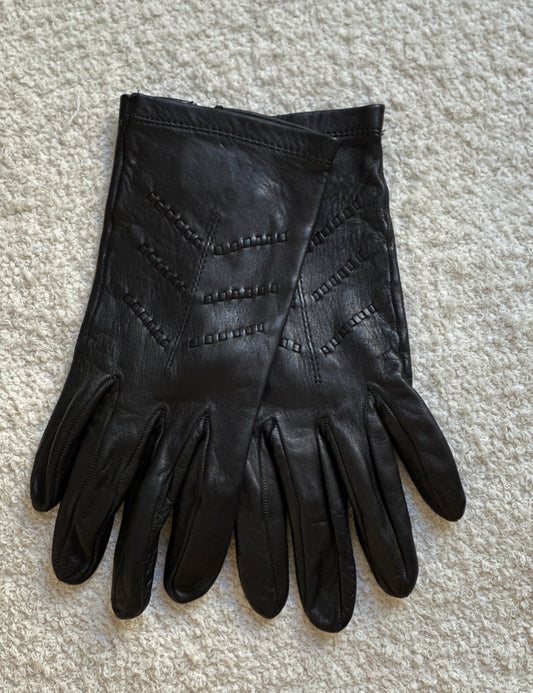 Short Black Gloves - Leather