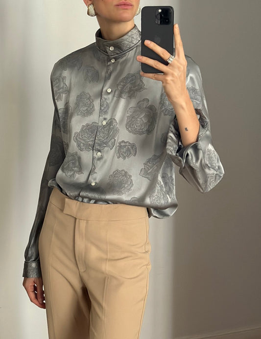 Pearl Gray Silk Shirt