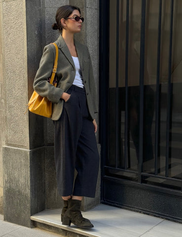 Green Herringbone Blazer