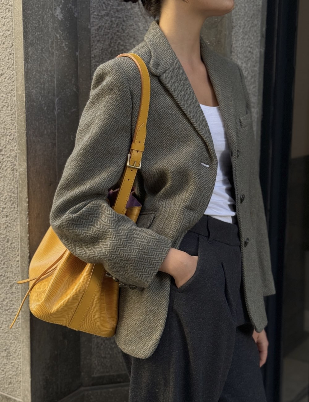 Green Herringbone Blazer