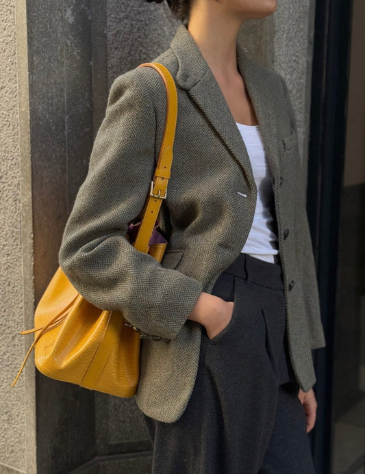 Green Herringbone Blazer