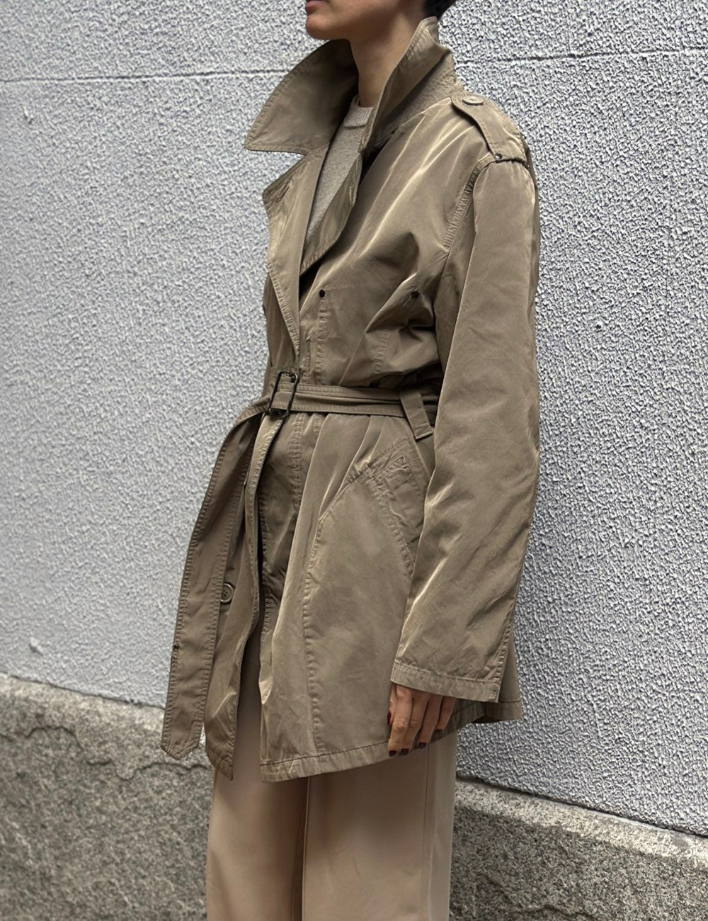 Khaki Nylon Trench