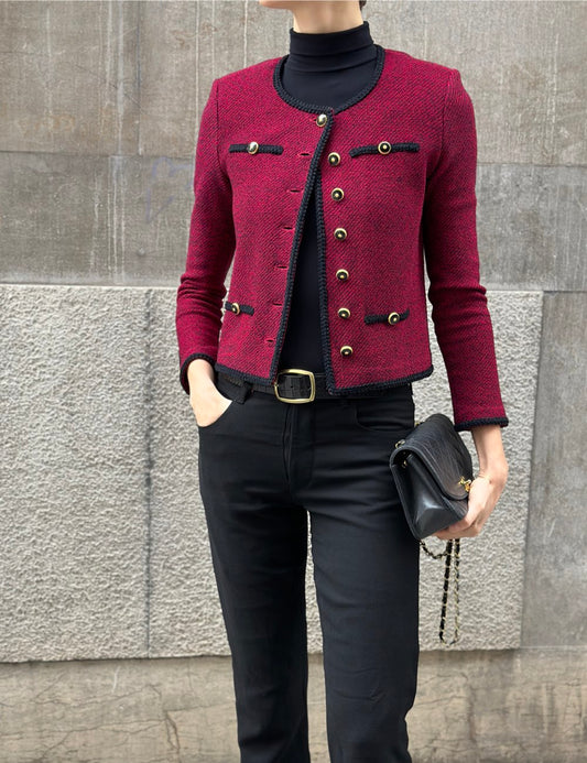 Burgundy Knitted Jacket