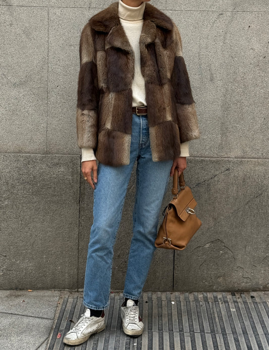 Checkered Mink Coat