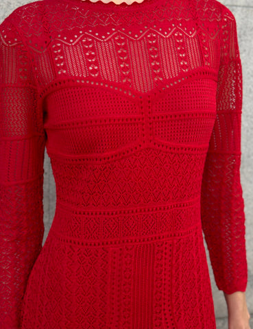 Openwork Red Dress