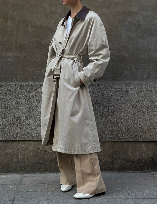 Cotton and Leather Trench