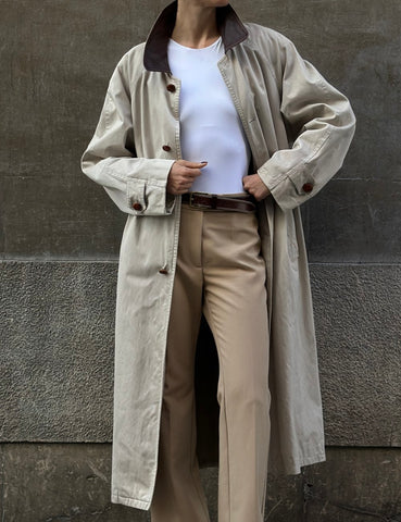 Cotton and Leather Trench