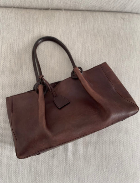 Brown Rectangular Tote Bag