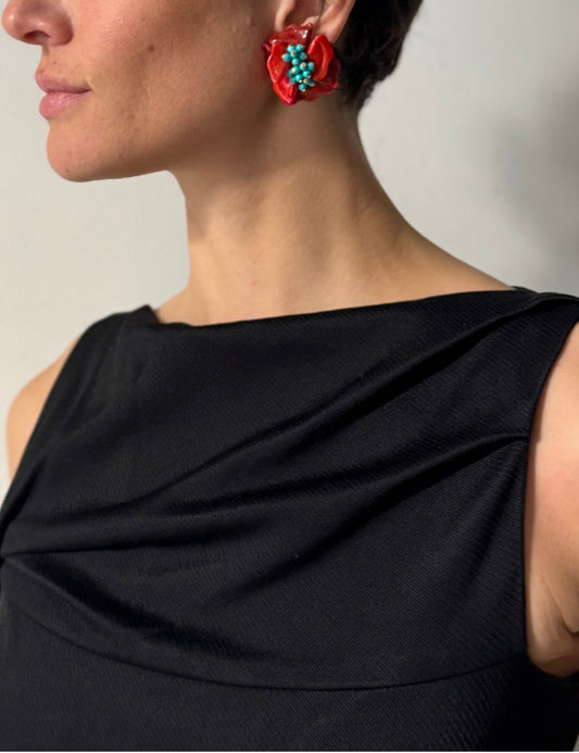 Coral Flower Earrings