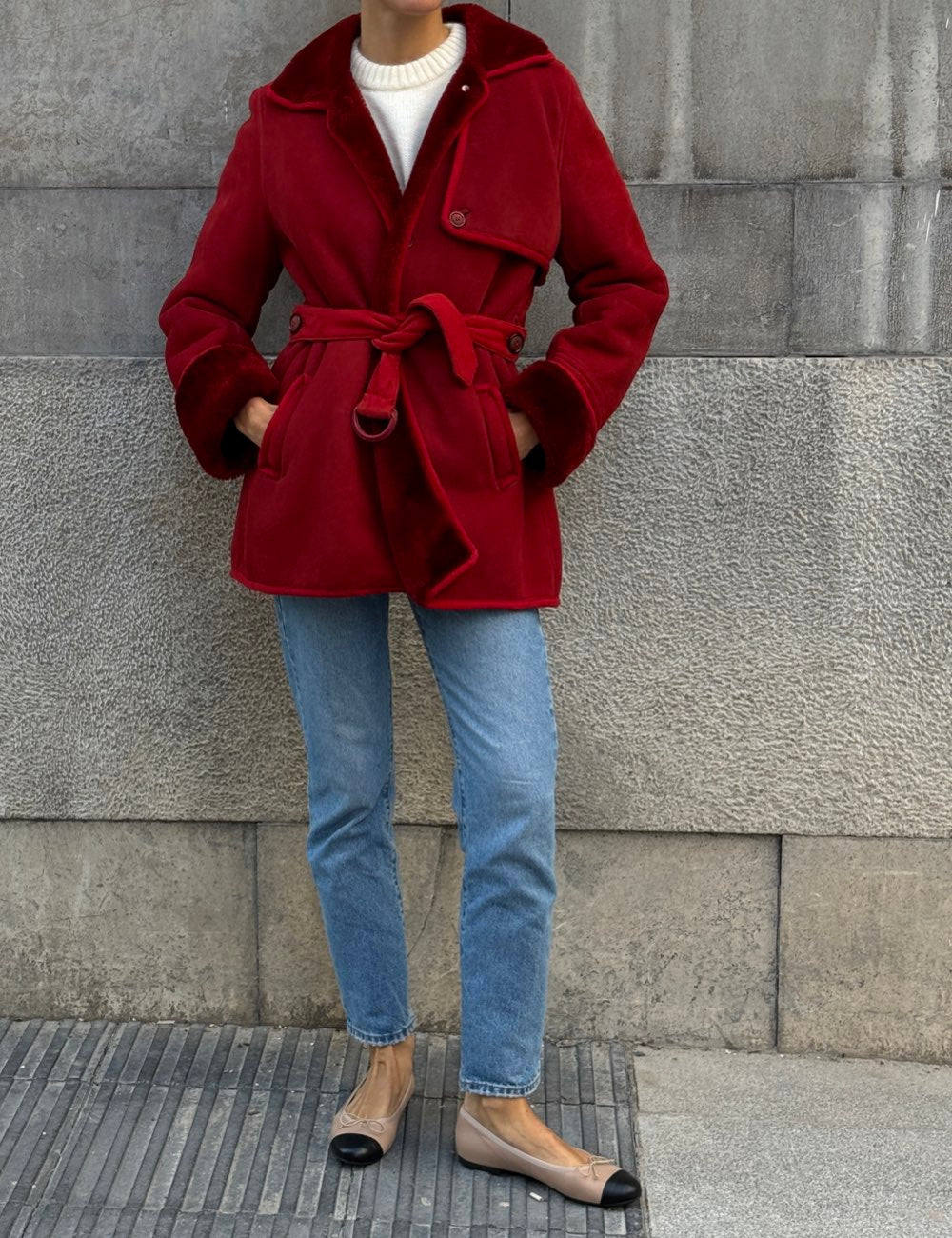 Red Mouton Coat