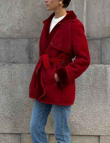 Red Mouton Coat