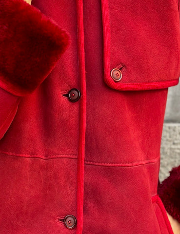 Red Mouton Coat