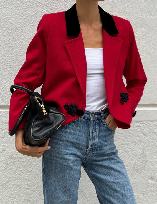 Two-tone double-breasted blazer