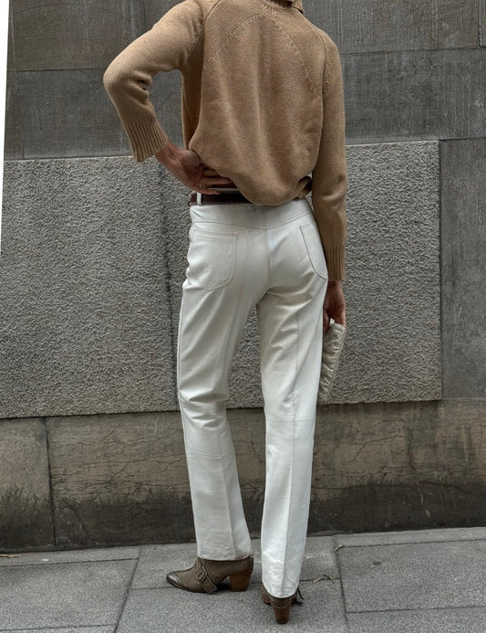 Pantalón de Cuero Blanco