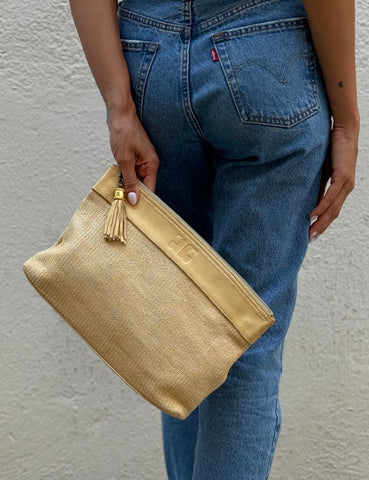 Vanilla Raffia Clutch