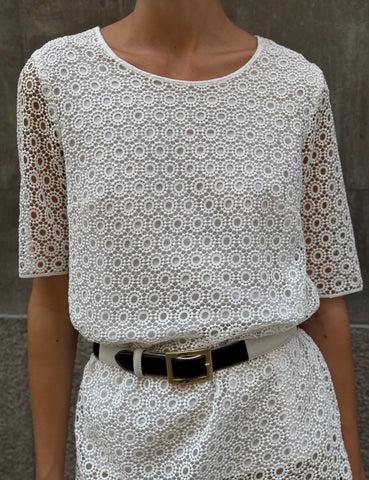 White Openwork Top