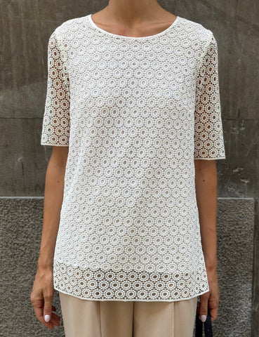 White Openwork Top