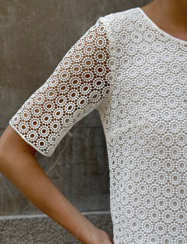 White Openwork Top