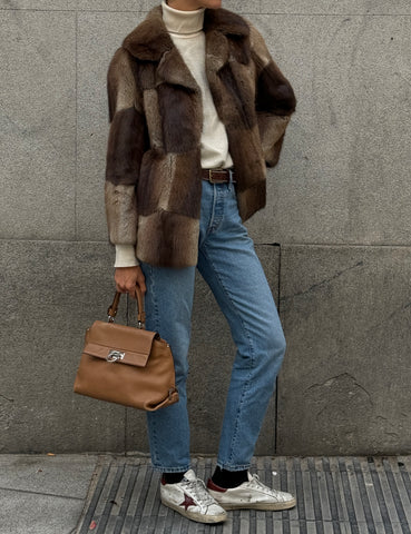 Checkered Mink Coat