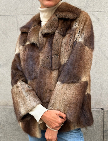 Checkered Mink Coat