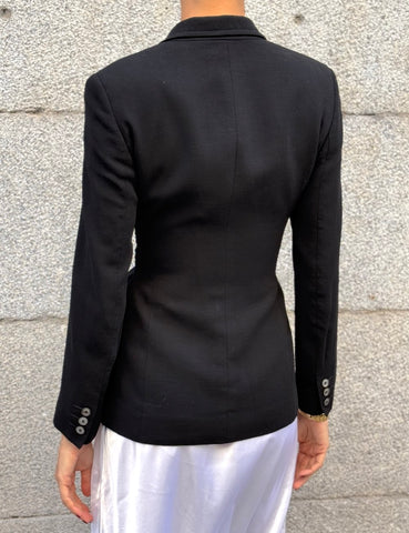 Black Blazer with Chiffon Belt