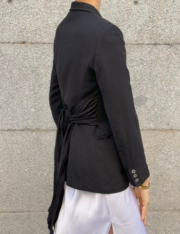 Black Blazer with Chiffon Belt