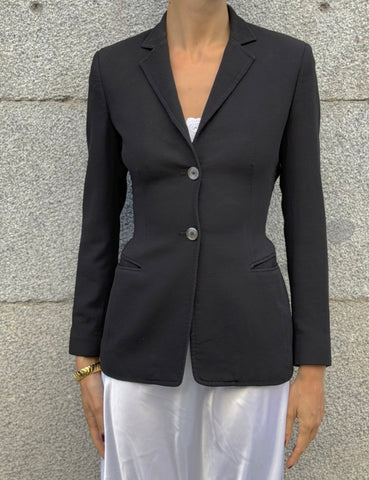 Black Blazer with Chiffon Belt