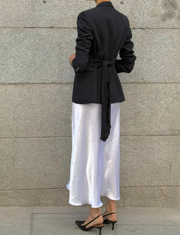 Black Blazer with Chiffon Belt