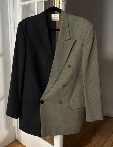 Two-tone Blazer - Green and Blue